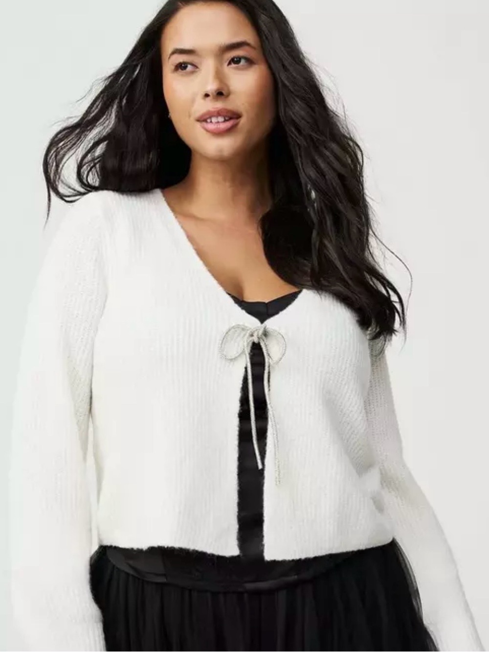Torrid- sparkly Tie-Front White Women's Sweater- Size 1X